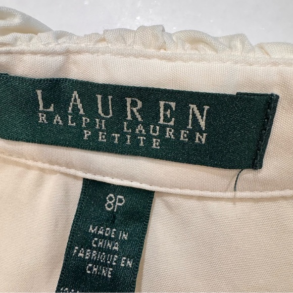 LAUREN Ralph Lauren Ivory Button Ruffle Front Sleeveless Blouse Sz 8P - Picture 6 of 9